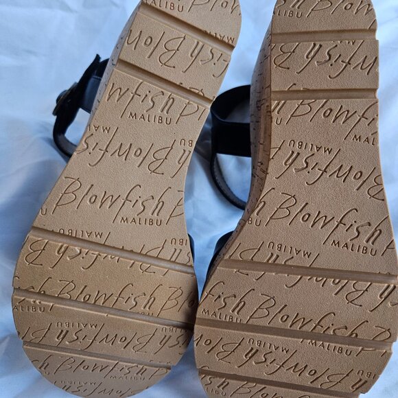BLOWFISH MALIBU Brasha Bow Wedge Sandal Vegan Black Shoes Size 8 NEW - Picture 6 of 9